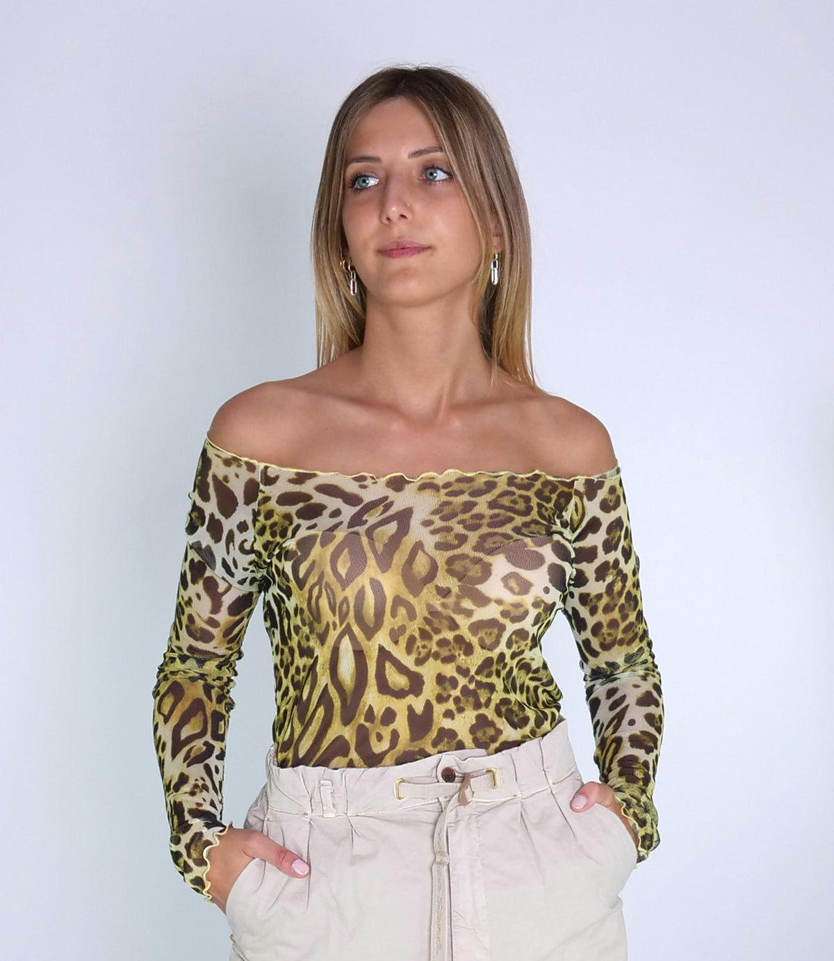 MAGLIA OF SHOULDER TULLE F/LEO SO ALLURE V4012 - LEMON