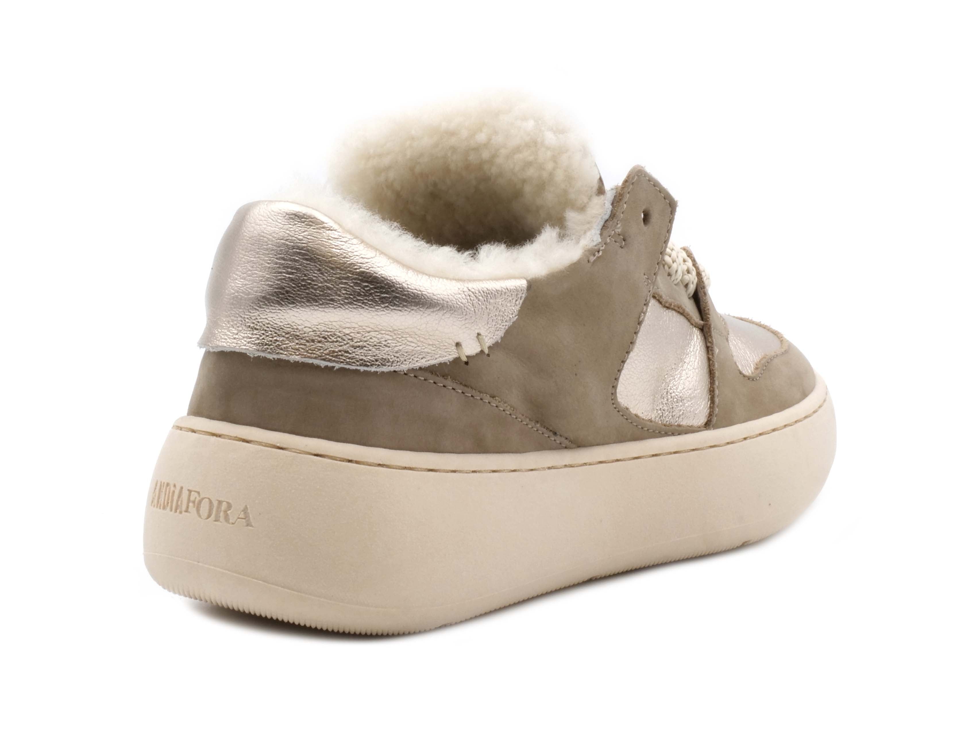 Sneaker ANDIA FORA Lea Fur Nabuk Stone - Sergio Fabbri