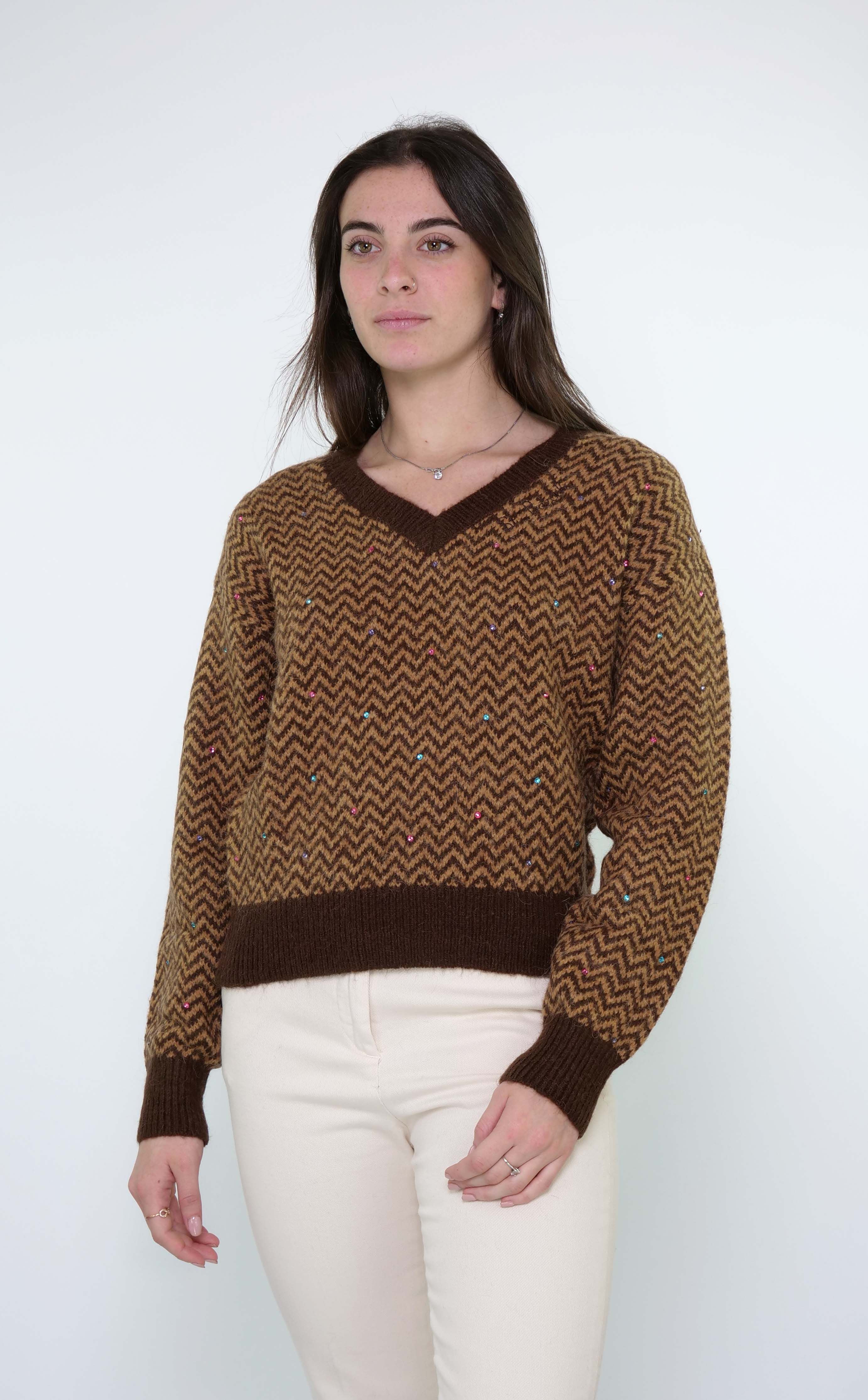 Maglione SAINT BARTH ANNECY SOFT - Herringbone 18 Strass - Sergio Fabbri