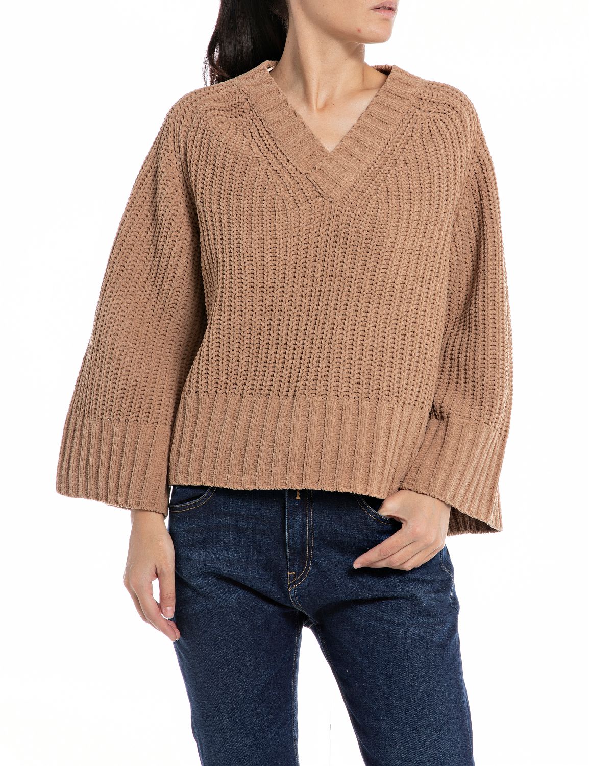 REPLAY V-neck sweater DK3555. 000.G22926 - Hazelnut