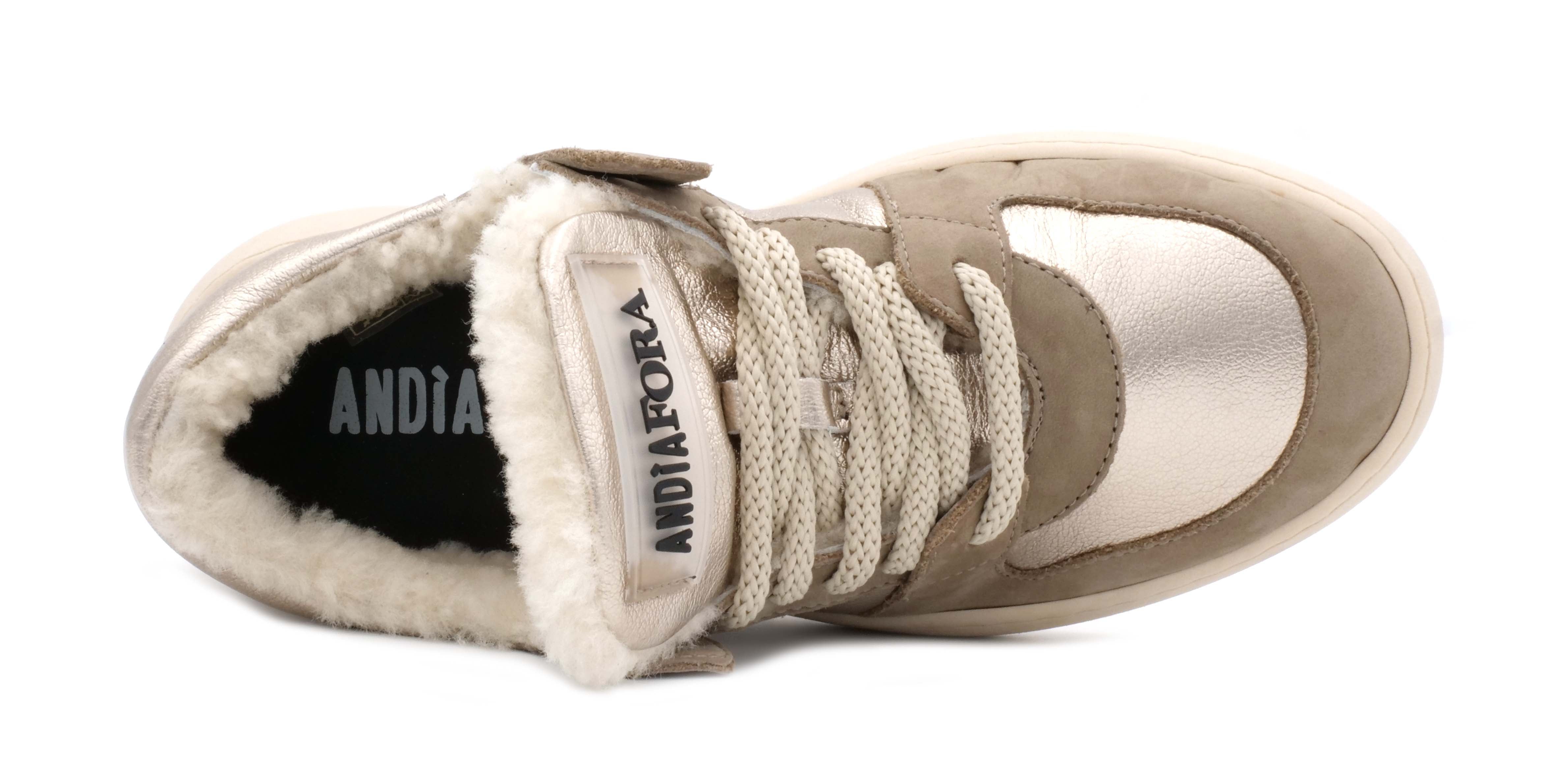 Sneaker ANDIA FORA Lea Fur Nabuk Stone - Sergio Fabbri