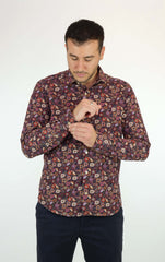 Camicia ROSSO MALASPINO Dirck 00 Washed - 40 Viola/Fiori - Sergio Fabbri